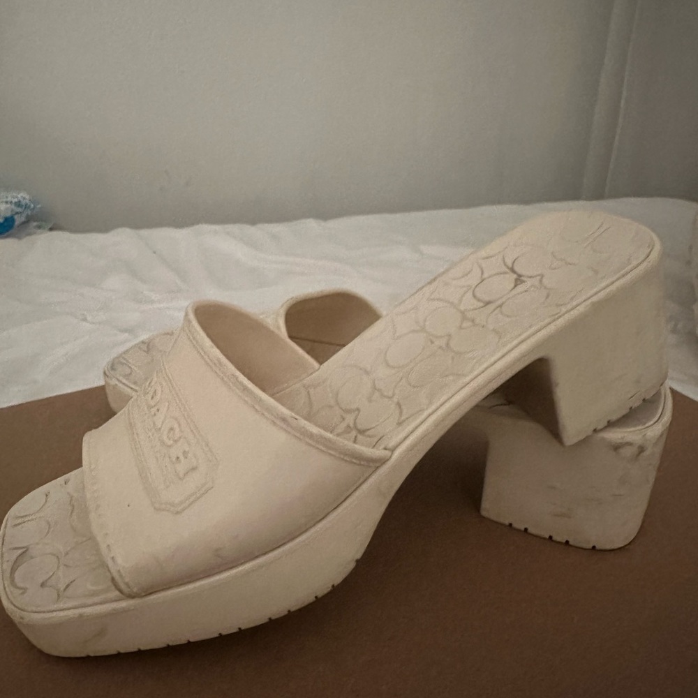 Coach Cream Mules Minimalist Design